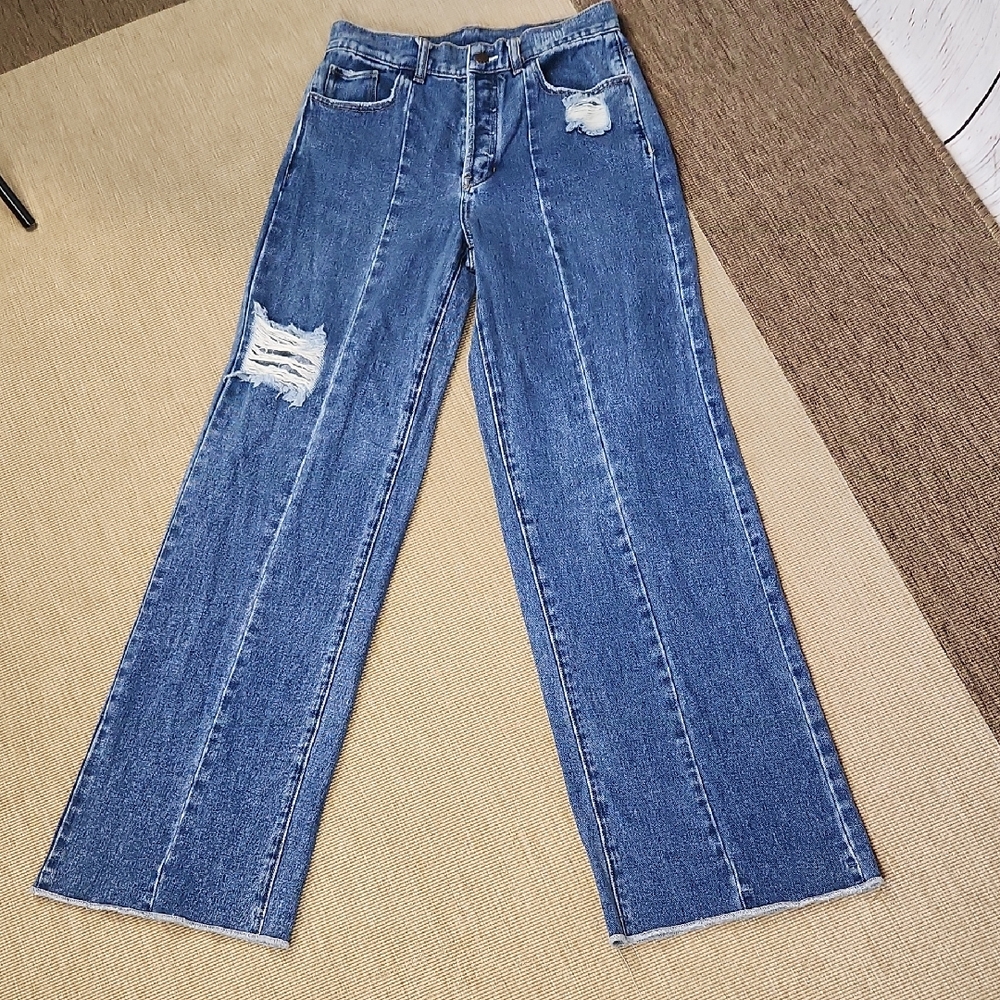 Pacsun High Rise Wide Leg Cotton Jeans Distressed 27